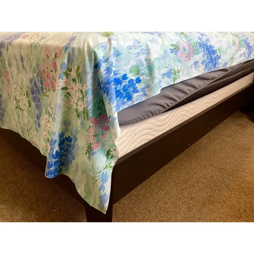 Cannon Royal Family Shangrila Flat Sheet Blue Floral Pink White Flowers Duvet Co